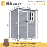 DWVO 5 x 3ft Gray Resin Outdoor Storage Shed with Floor, Window, Waterproof Construction, and Lockable Door for Garden, Yard, or Patio