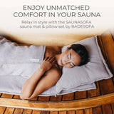 SAUNASOFA 2-Seater Sauna Mat and Pillow Set, Heat-Resistant Seat Cushion Kit for Infrared and Finnish Saunas, Gray