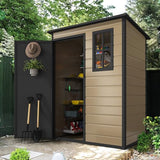 DWVO 5 x 3ft Gray Resin Outdoor Storage Shed with Floor, Window, Waterproof Construction, and Lockable Door for Garden, Yard, or Patio
