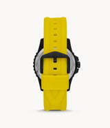 Fossil FB01 Mens Three-Hand Date Watch with Yellow Silicone Strap