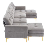 Soges Gray U-Shaped Sectional Sofa with Convertible 5-Seater Design and Ottoman, Living Room Couch Measuring 110×54