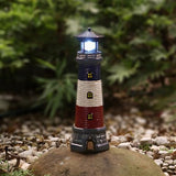 Solar-Powered Rotating Lighthouse Garden Statue with Automatic Waterproof Lights, Red Lawn and Patio Decoration for Yard, Ground or Tabletop, Housewarming Gift