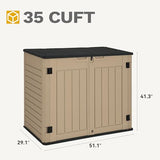 DWVO 5 x 3ft Gray Resin Outdoor Storage Shed with Floor, Window, Waterproof Construction, and Lockable Door for Garden, Yard, or Patio