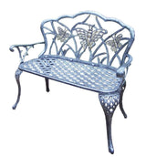 Oakland Living Butterfly Outdoor Loveseat Bench, Cast Aluminum, Gray