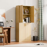 Cozy Castle 71′′ Tall Pantry Cabinet with Four Doors and Adjustable Shelves, Freestanding Wood Storage Cupboard for Kitchen, Dining Room, Living Room or Bathroom, Gray