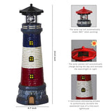 Solar-Powered Rotating Lighthouse Garden Statue with Automatic Waterproof Lights, Red Lawn and Patio Decoration for Yard, Ground or Tabletop, Housewarming Gift