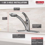 Delta 470-WH-DST Signature Kitchen Faucet with Single-Handle Pull-Out Design in White
