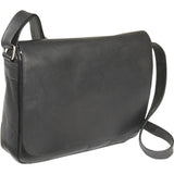 Black Le Donne Leather Shoulder Bag with Flap Closure