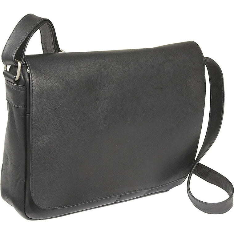 Black Le Donne Leather Shoulder Bag with Flap Closure