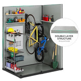 DWVO 5 x 3ft Gray Resin Outdoor Storage Shed with Floor, Window, Waterproof Construction, and Lockable Door for Garden, Yard, or Patio