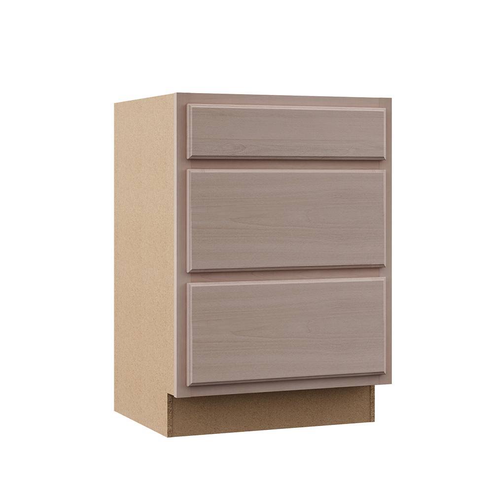 Hampton Bay Assembled Drawer Base Kitchen Cabinet, 24 x 34.5 x 24 in., Unfinished Beech