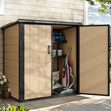 DWVO 5 x 3ft Gray Resin Outdoor Storage Shed with Floor, Window, Waterproof Construction, and Lockable Door for Garden, Yard, or Patio