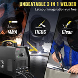 SKYSHALO 155Amp 3-in-1 TIG Welder with 110V High-Frequency TIG, Stick and Clean Modes, IGBT Inverter and Digital Arc Control