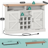 YITAHOME 47-Inch Farmhouse Buffet Cabinet with Power Outlet and Floating Shelves, Multi-Functional Kitchen and Living Room Storage Sideboard, Rustic Brown
