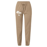 Womens Casual Solid-Color Pants with Printed Pockets, Minimalist Spring/Summer Workwear Suit