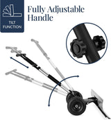 36in Galvanized Heavy-Duty Snow Pusher with 2 Wheels, Adjustable Handle & Blade Angle for Snow Removal, Black