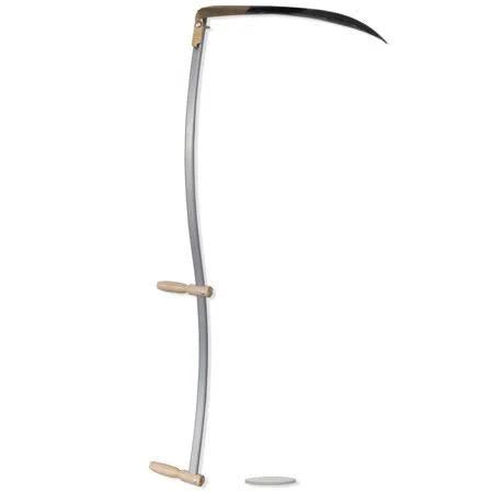 Outdoor Grass and Weed Scythe with Solid Wooden Handle, Grinding Stone and Durable Metal Blade