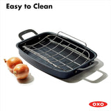 OXO Obsidian 12-Inch Carbon Steel Wok Pan, Pre-Seasoned with Removable Silicone Handle Holder, Induction and Oven Safe, Black