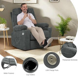 YITAHOME Dark Grey Power Lift Recliner with Massage, Heat, USB Ports, Cup Holders, Remote Control, and a Spacious Fabric Seat