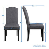 Set of 6 Yaheetech Upholstered Parsons Dining Chairs with Padded Fabric Seats, Nailhead Trim and Wood Legs, Khaki (3 Packages)