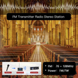 RICHRYCE Wireless FM Broadcast Transmitter for Church and Drive-In Theater Use, 1W / 7W Stereo Station with Mic, FCC Certified, 76M to 108Mhz
