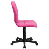 Pink Contemporary Office Swivel Chair by Pemberly Row, Featuring a Quilted Mid-Back Design