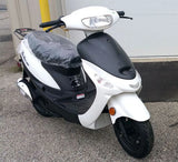 White TAOTAO ATM50-A1 50cc Moped Scooter with 10 Wheels, Key Start, Kick Start and Rear Trunk