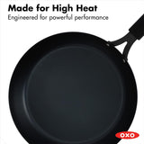OXO Obsidian 12-Inch Carbon Steel Wok Pan, Pre-Seasoned with Removable Silicone Handle Holder, Induction and Oven Safe, Black