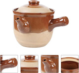 Traditional Chinese Medicine Clay Casserole Pot with Retro Pottery Design, Stew and Ramen Cooking Vessel, Pitcher Teapot Gift, 001, 25x19cm (1 22×17.5cm)