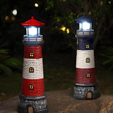 Solar-Powered Rotating Lighthouse Garden Statue with Automatic Waterproof Lights, Red Lawn and Patio Decoration for Yard, Ground or Tabletop, Housewarming Gift