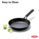 OXO Obsidian 12-Inch Carbon Steel Wok Pan, Pre-Seasoned with Removable Silicone Handle Holder, Induction and Oven Safe, Black