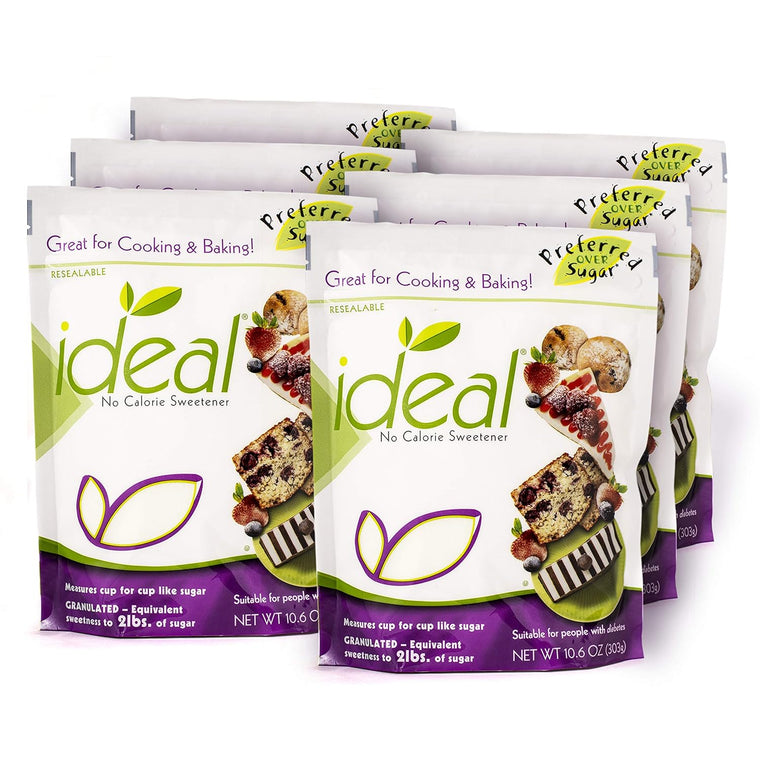 Ideal Xylitol Granulated Sweetener, No-Calorie Natural Non-GMO Keto-Friendly Sugar Substitute, 6 Pouches with 10.6 Ounces Each