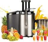 800W Electric Juicer with 3 Speeds, Whole Fruit & Vegetable Extractor in Stainless Steel