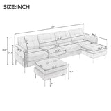 Soges Gray U-Shaped Sectional Sofa with Convertible 5-Seater Design and Ottoman, Living Room Couch Measuring 110×54
