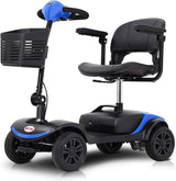 4-Wheel Electric Mobility Scooter for Adults and Seniors with Extended-Range Battery, Charger, and Basket