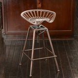 Noble House Lawrence Saddle-Style Bar Stool, 26-Inch, Finished in Copper and Silver
