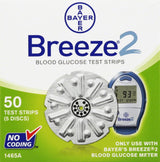 Bayer Breeze 2 Test Strips for Blood Glucose Monitoring, 50 Strips