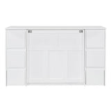 Twin Wall Bed with Wood Cabinet Frame, Charging Station, Outlet, USB Ports and Storage Drawers, Space-Saving Murphy Bed for Home Office or Studio, White