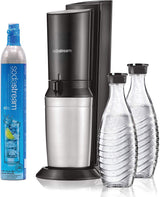 SodaStream Aqua Fizz Sparkling Water Maker in Black, with CO2 and Glass Carafes