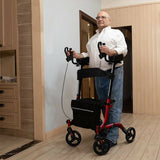 Folding Upright Walker for Seniors with a Straight Standing Design