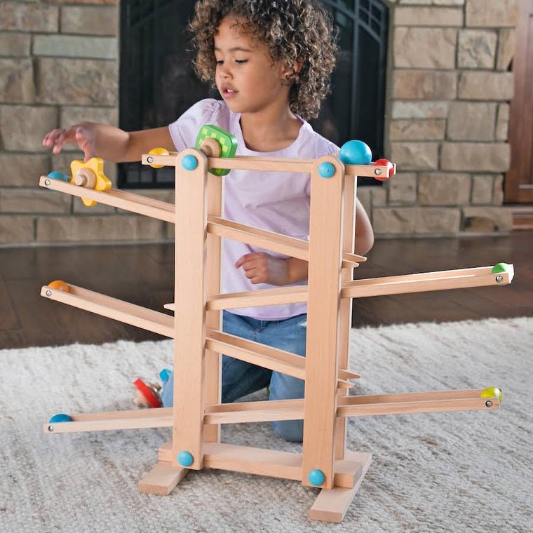 Fat Brain Toys Roll & Go Wooden Marble Run
