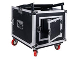 Sound Town STMR-8UW 8-Space PA/DJ Road Rack Case with Slant Mixer Top and Casters