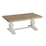 Saltoro Sherpi 19-Inch Coffee Table with Pedestal Base, Brown and White