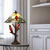 River of Goods Cardinal Stained Glass Table Lamp with 24 Triple-Lit Lights