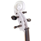 Cecilio CECO-2WH Full-Size 4/4 Electric Cello in Pearl White, Featuring Ebony Construction, Style 2, Soft Case, Bow and Accessories
