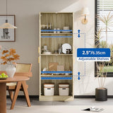 Cozy Castle 71′′ Tall Pantry Cabinet with Four Doors and Adjustable Shelves, Freestanding Wood Storage Cupboard for Kitchen, Dining Room, Living Room or Bathroom, Gray