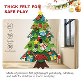 3.2ft DIY Felt Christmas Tree Set for Toddlers, Featuring 5M LED String Lights, 32Pcs Detachable Ornaments and Hanging Rope for Wall, Door or Home Decor