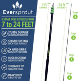 EVERSPROUT SnowBuster Extendable Roof Rake with Never-Scratch Foam Pad, 7-to-24 Foot Length and Up to 30 Ft Standing Reach