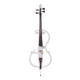Cecilio CECO-2WH Full-Size 4/4 Electric Cello in Pearl White, Featuring Ebony Construction, Style 2, Soft Case, Bow and Accessories