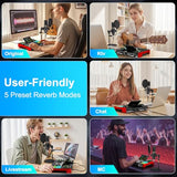 Podcast Microphone and Audio Mixer Bundle with 3.5mm Condenser Mic, Live Sound Card, Voice Changer and Denoise, Equipment for PC and Phone Streaming, Singing and Gaming